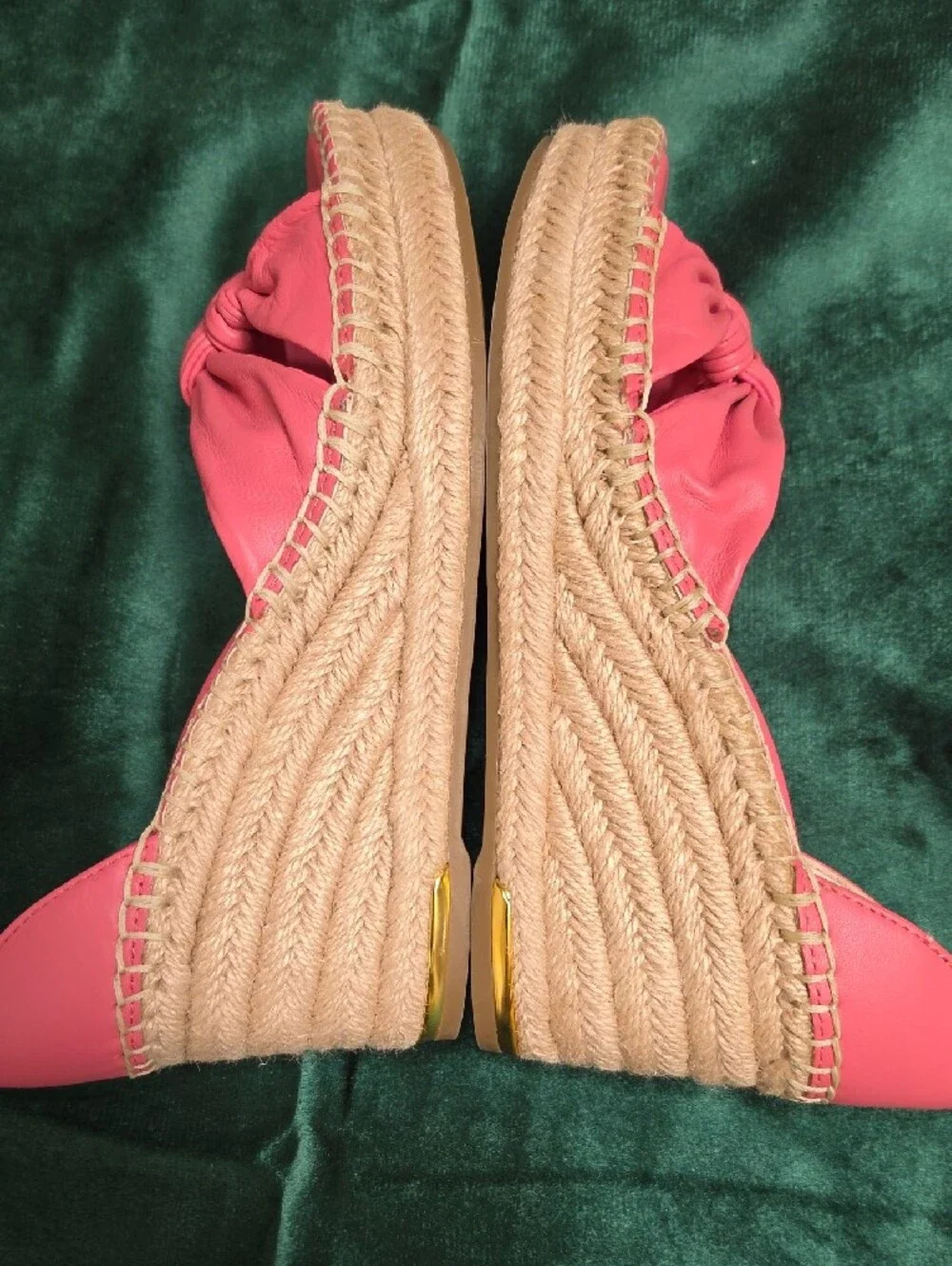 Franco Sarto Clementine Strawberry-Pink Knot Espadrille Wedge Sandals - Size 5.5